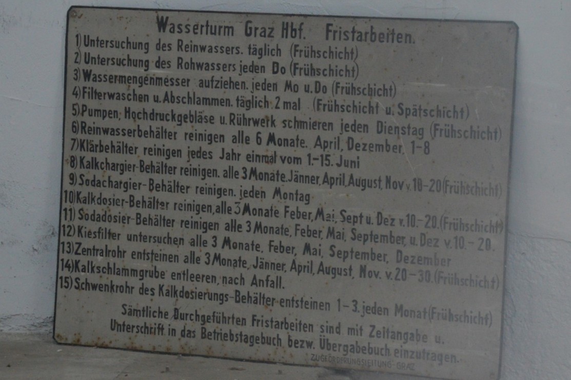 Arbeitsanleitung am Wasserturm