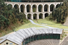 Blick über den Ringlokschuppen auf das Viadukt "Kalte Rinne"